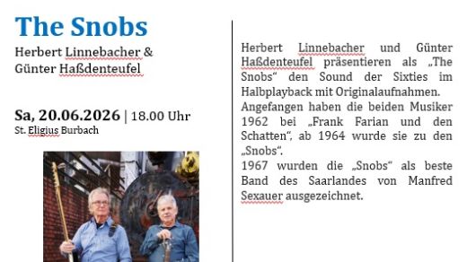 Plakat für den Burbacher Musiksommer. Zu sehen sind zwei Musiker.